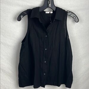 GAP Black Sleeveless Boxy Button Down Shirt xs new